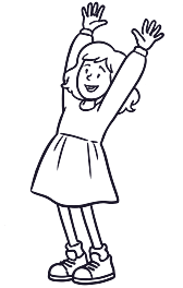 Kana cheering with both arms up